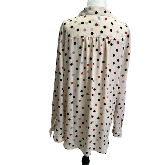 ANN Taylor Beige Polka Dot Polyester Blouse Size L - Picture 7 of 11